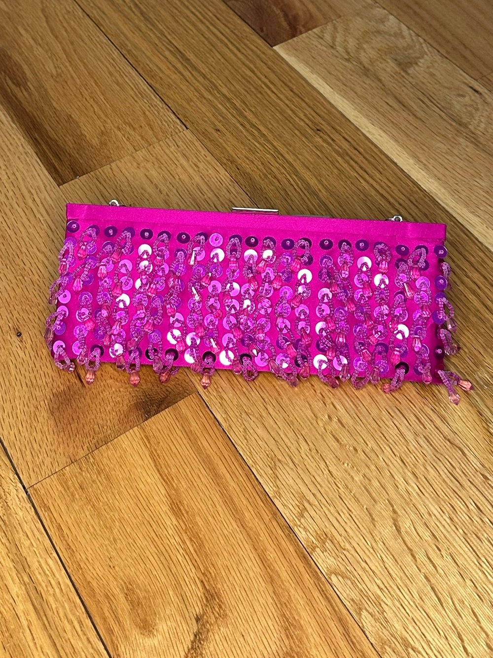 Banana Republic Hot Pink Sequin and Satin Clutch